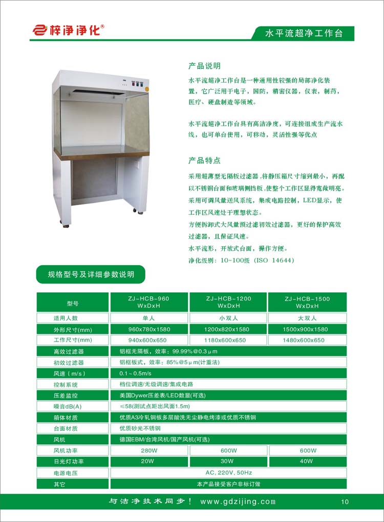 水平流百級超淨工作台產品選型